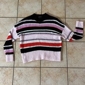 Something Navy Pink Red Brown Cream Stripes Sweater, Sz XS‎